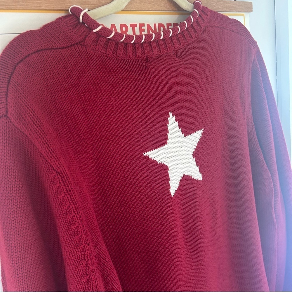 CJ Banks hand embroidered red star sweater 1X - Picture 8 of 8